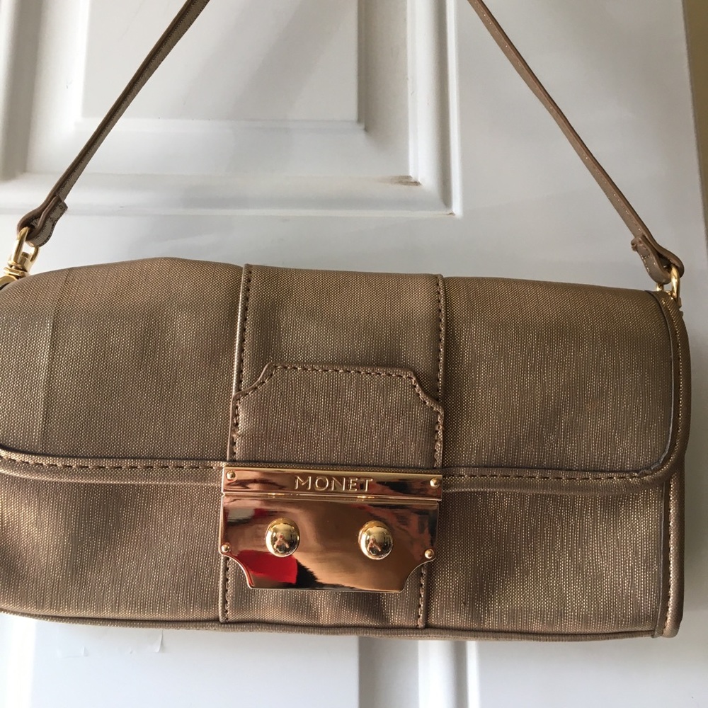 Vintage Monet gold hardware purse EUC .